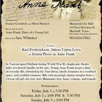 East Texas Performing Arts to bring Anne Frank to Memorial City Hall | Events