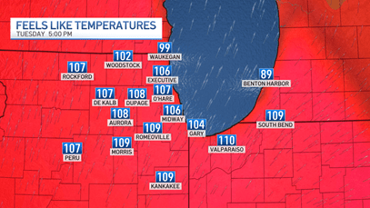 Excessive Heat Warning in Effect for Chicago Area, 105-110 Degree Heat Index Possible – NBC Chicago