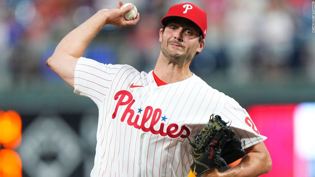Mark Appel throws a pitch in the top of the ninth inning in a 4-1 loss against the Atlanta Braves at Citizens Bank Park on June 29 in Philadelphia.
