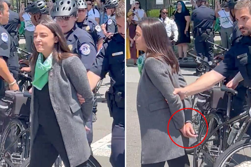 AOC fakes being handcuffed after abortion rights protest arrest