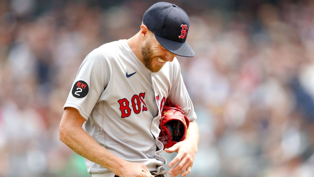 Boston Red Sox pitcher Chris Sale suffers fractured left pinkie on comebacker that hits hand