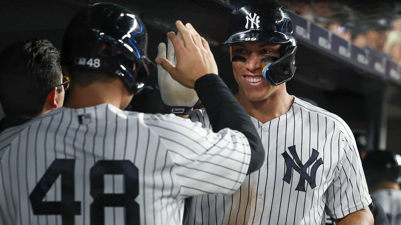 New York Yankees' Aaron Judge (calves), Anthony Rizzo (back) sit out vs. Boston Red Sox