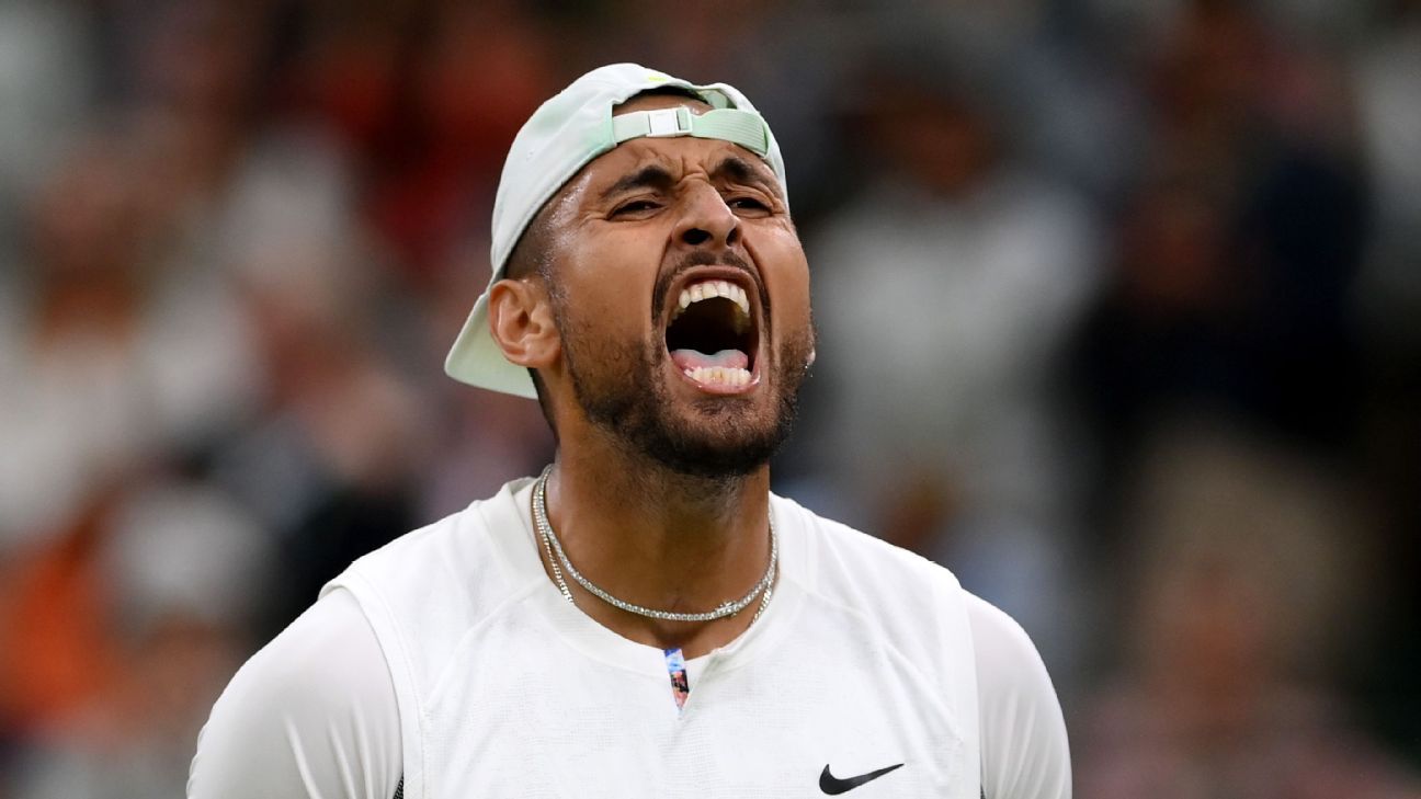 Nick Kyrgios topples No. 4 seed Stefanos Tsitsipas in wild, outburst-filled Wimbledon match